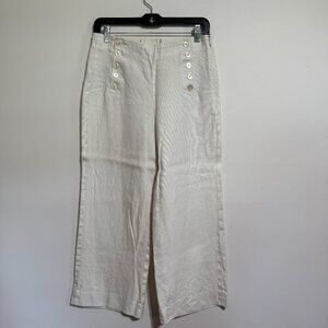 EUC J. Crew White Sailor Cropped Linen Pants, size 2